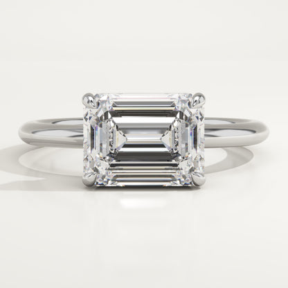 East West Emerald Cut Solitaire Lab-Grown Diamond Engagement Ring