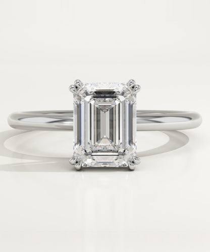 1.55 CT Emerald Cut Moissanite Solitaire Engagement Ring (US Size 7 Ready To Ship)