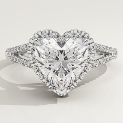 Heart Cut Halo & Pave Split Shank Lab-Grown Diamond Engagement Ring