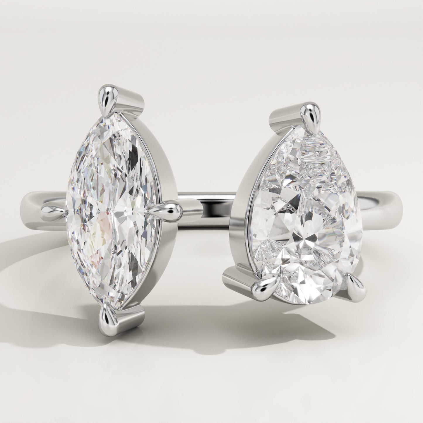 2 TCW Pear & Marquise Cut Toi Et Moi Lab-Grown Diamond Engagement Ring