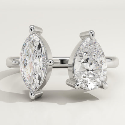 2 TCW Pear & Marquise Cut Toi Et Moi Lab-Grown Diamond Engagement Ring