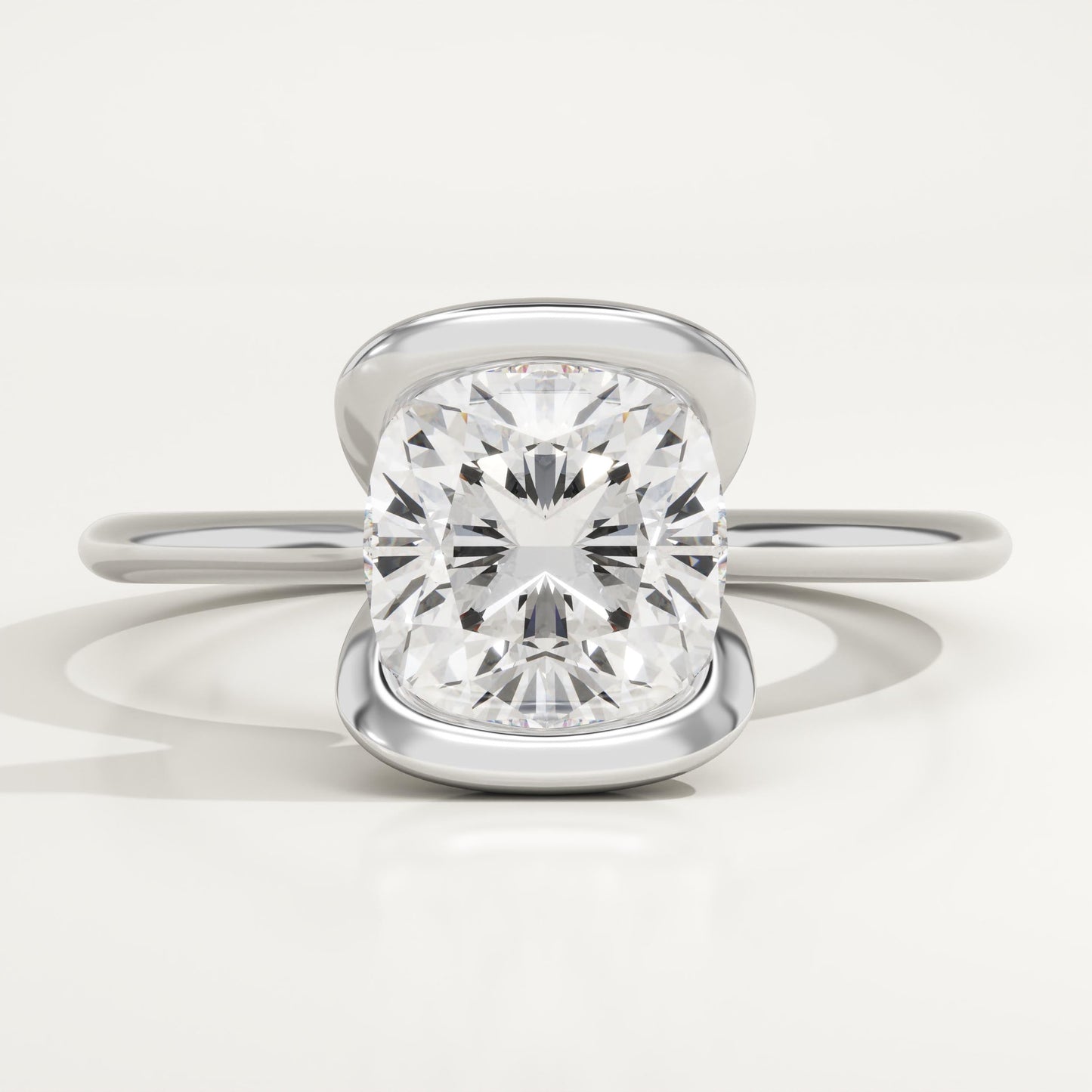Cushion Cut Half Bezel Lab-Grown Diamond Engagement Ring