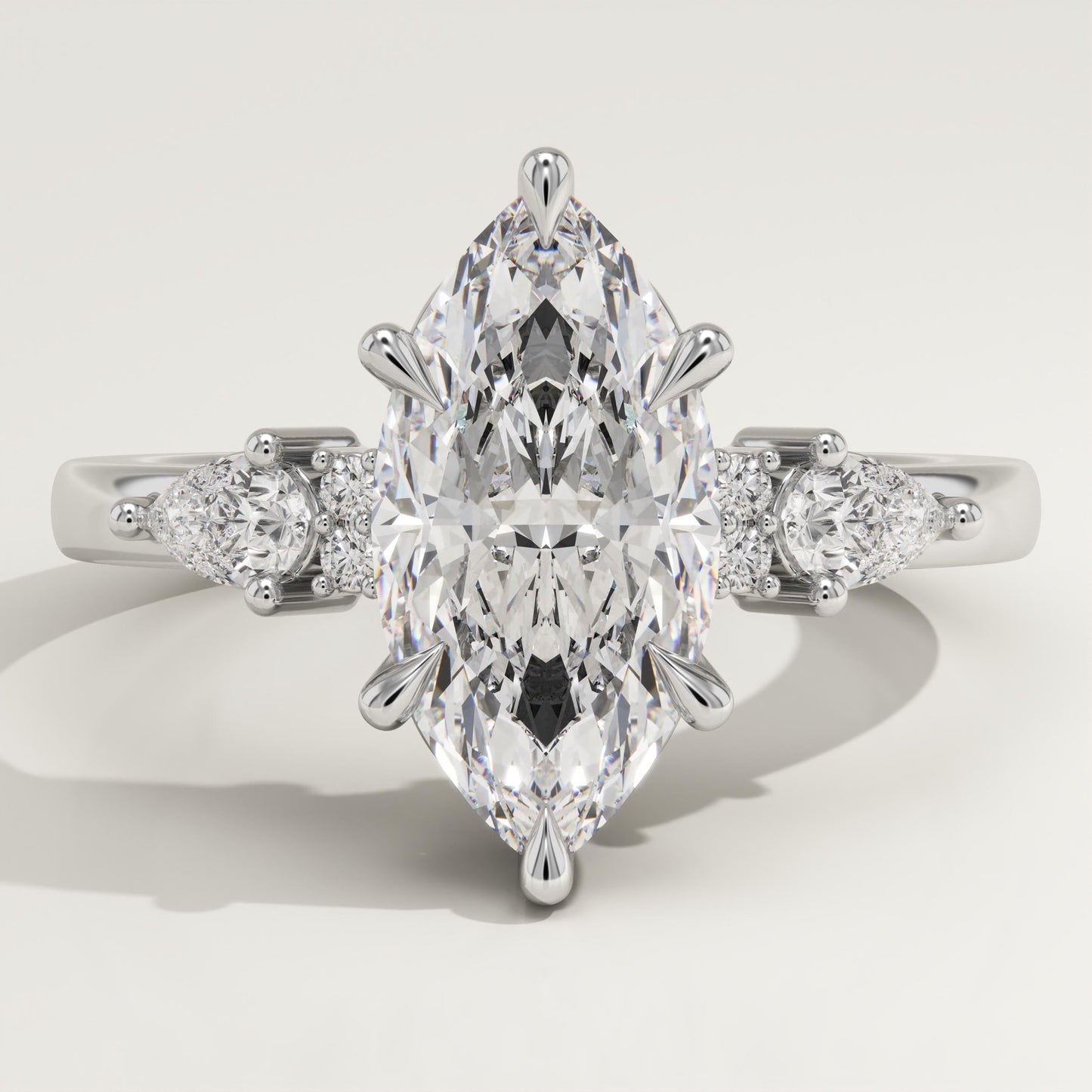 Marquise Cut Cluster Lab-Grown Diamond Engagement Ring