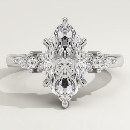 Marquise Cut Cluster Lab-Grown Diamond Engagement Ring