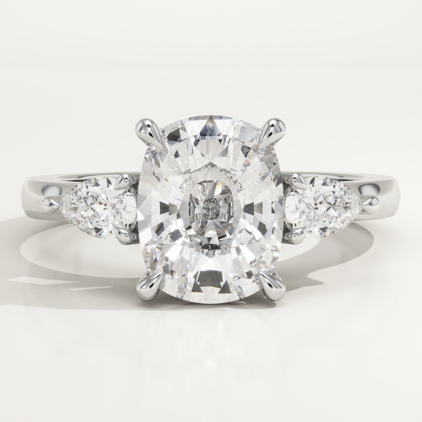 Elongated Cushion Cut Three stone Lab-Grown Diamond Engagement Ring