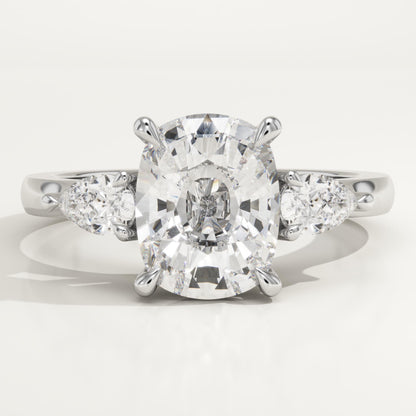 Elongated Cushion Cut Three stone Lab-Grown Diamond Engagement Ring