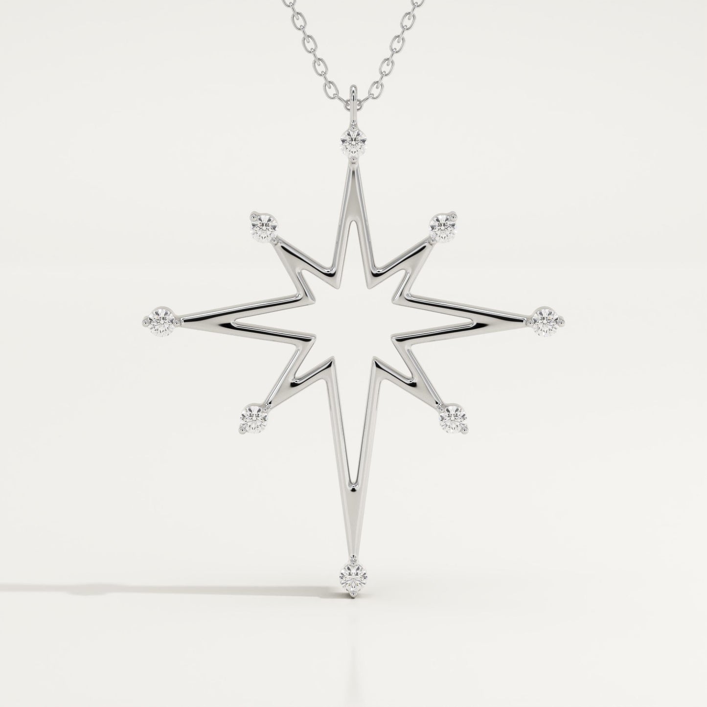 0.17 TCW Round Lab-Grown Diamond Star Shaped Charm Necklace