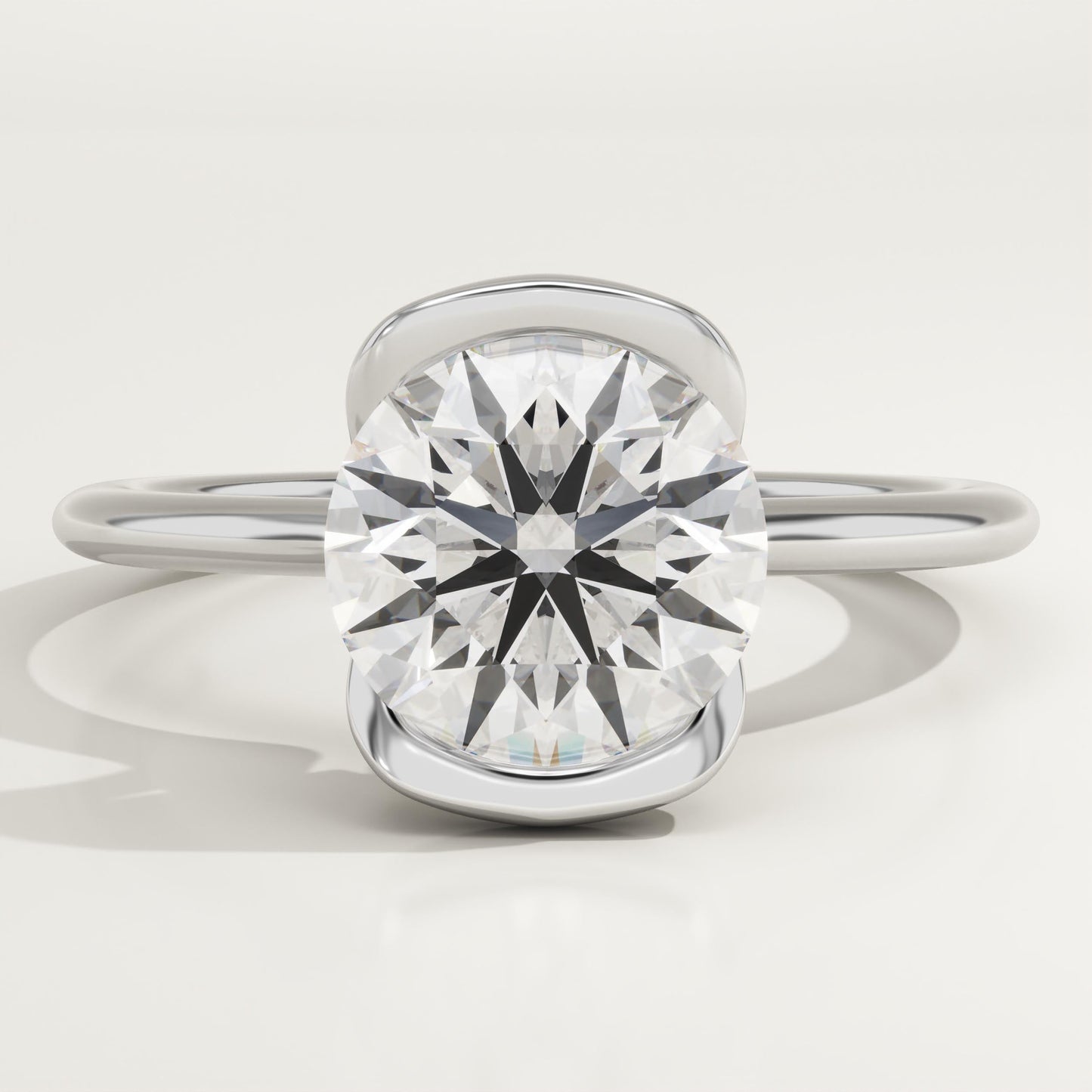 Round Cut Half Bezel Lab-Grown Diamond Engagement Ring