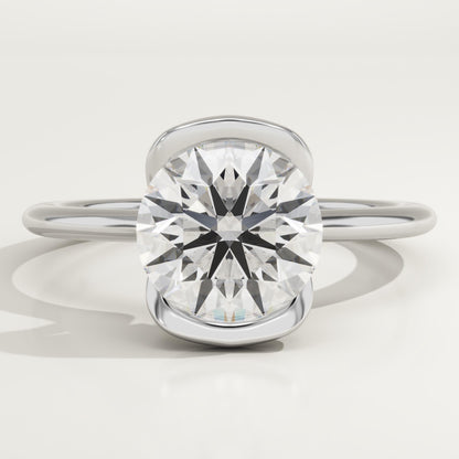 Round Cut Half Bezel Lab-Grown Diamond Engagement Ring