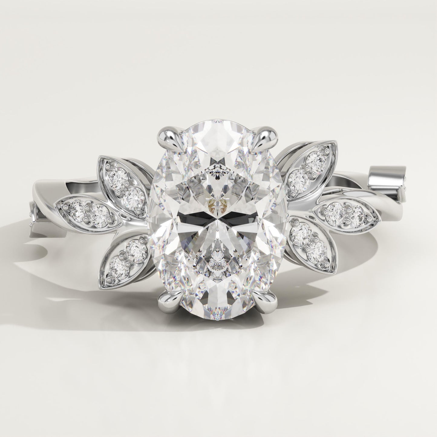 Oval Cut Nature Inspired Lab-Grown Diamond Engagement Ring