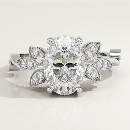 Oval Cut Nature Inspired Lab-Grown Diamond Engagement Ring