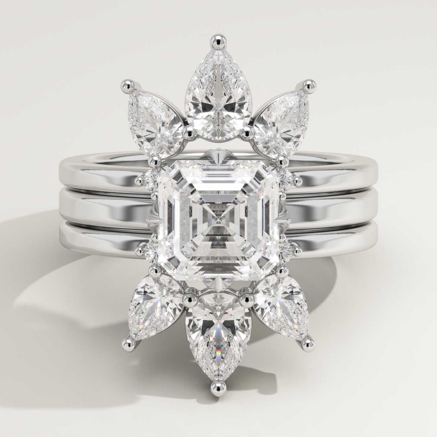 Asscher Cut Cluster Lab-Grown Diamond Bridal Set