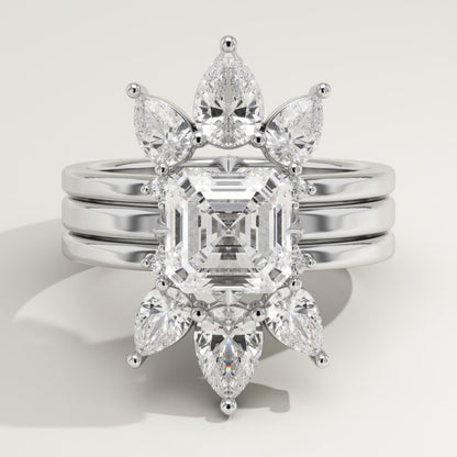 Asscher Cut Cluster Lab-Grown Diamond Bridal Set
