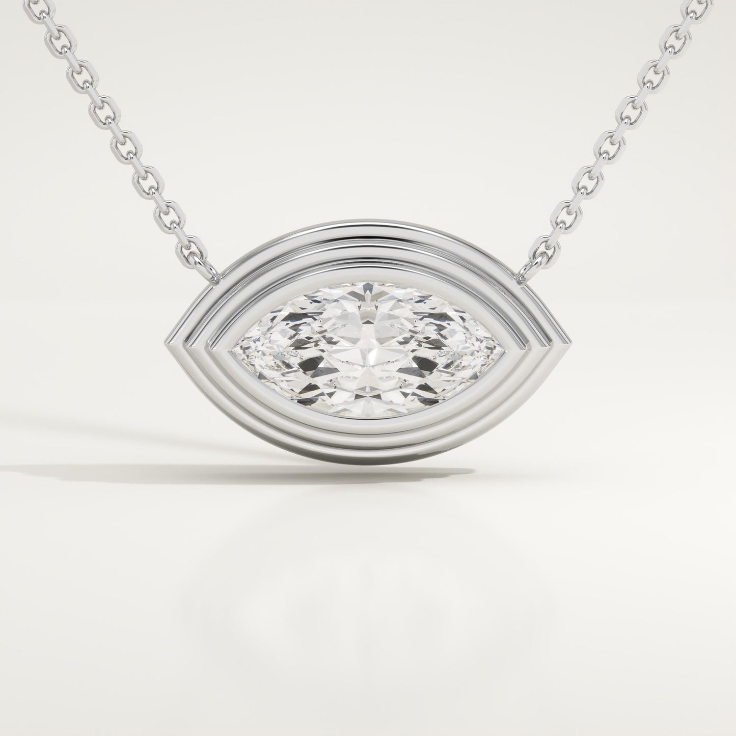 2 CT Marquise Lab-Grown Diamond Solitaire & Bezel Necklace