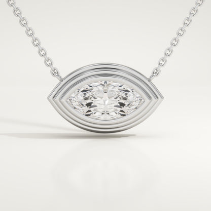 2 CT Marquise Lab-Grown Diamond Solitaire & Bezel Necklace