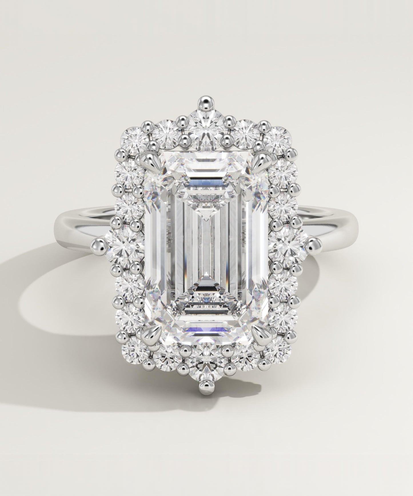 3.35 CT Emerald Cut Moissanite Cluster Engagement Ring (US Size 4.75 Ready To Ship)