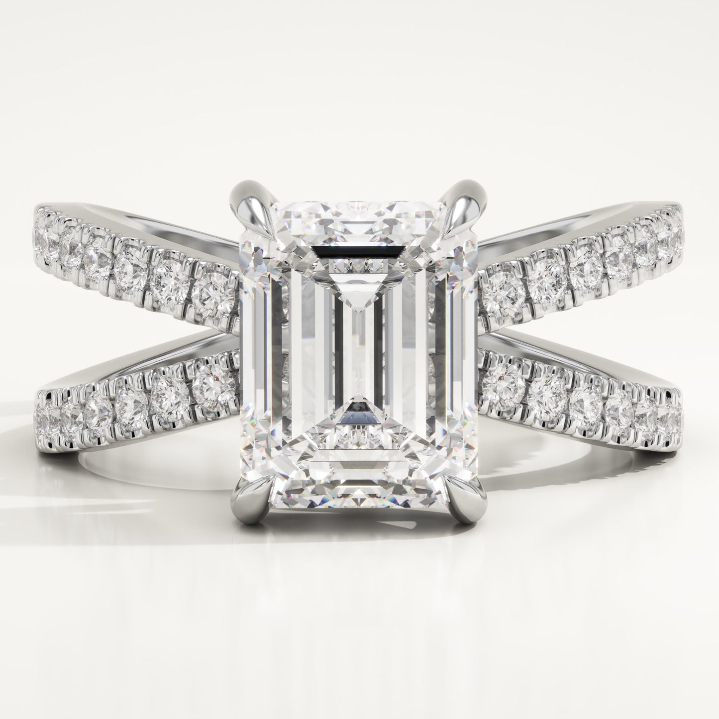 Emerald Hidden Halo & Criss Cross Pave Lab-Grown Diamond Engagement Ring