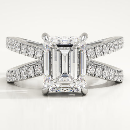 Emerald Hidden Halo & Criss Cross Pave Lab-Grown Diamond Engagement Ring