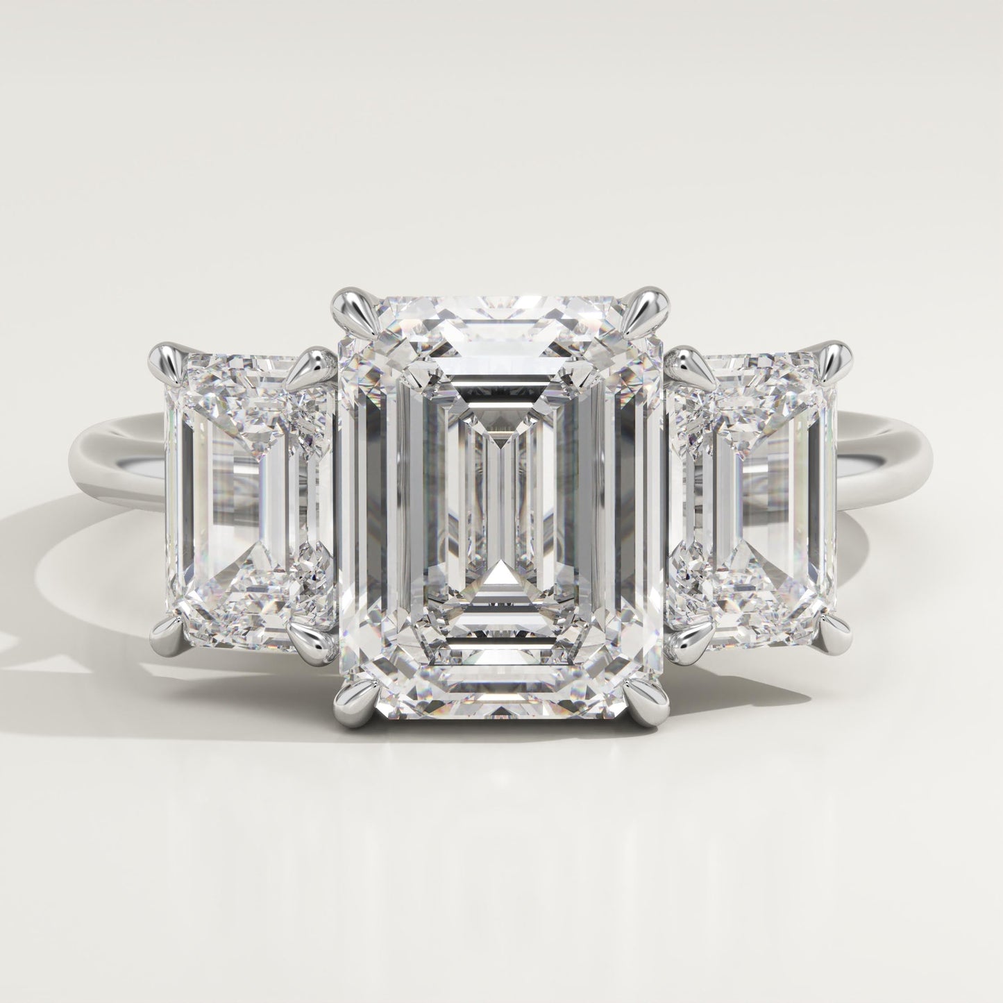 Emerald Cut Three Stone Lab-Grown Diamond Engagement Ring