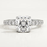 2.0 CT Cushion Cut Pave Lab-Grown Diamond Engagement Ring