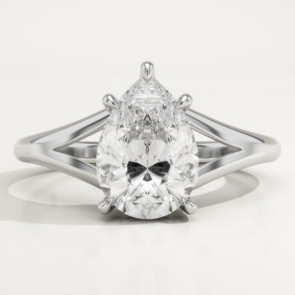 Pear Cut Solitaire Split Shank Lab-Grown Diamond Engagement Ring