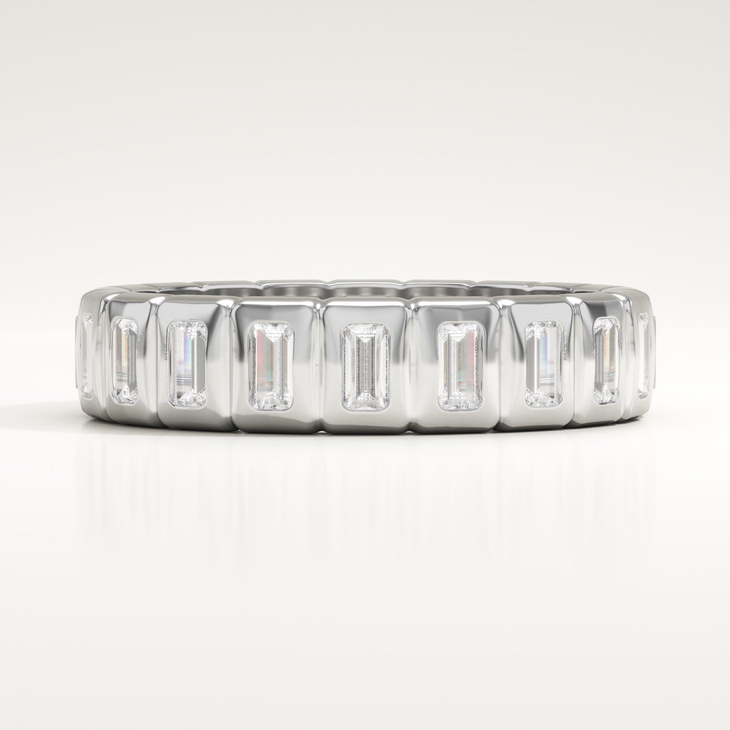 0.8 TCW Baguette Lab-Grown Diamond Full Eternity Bezel Wedding Band