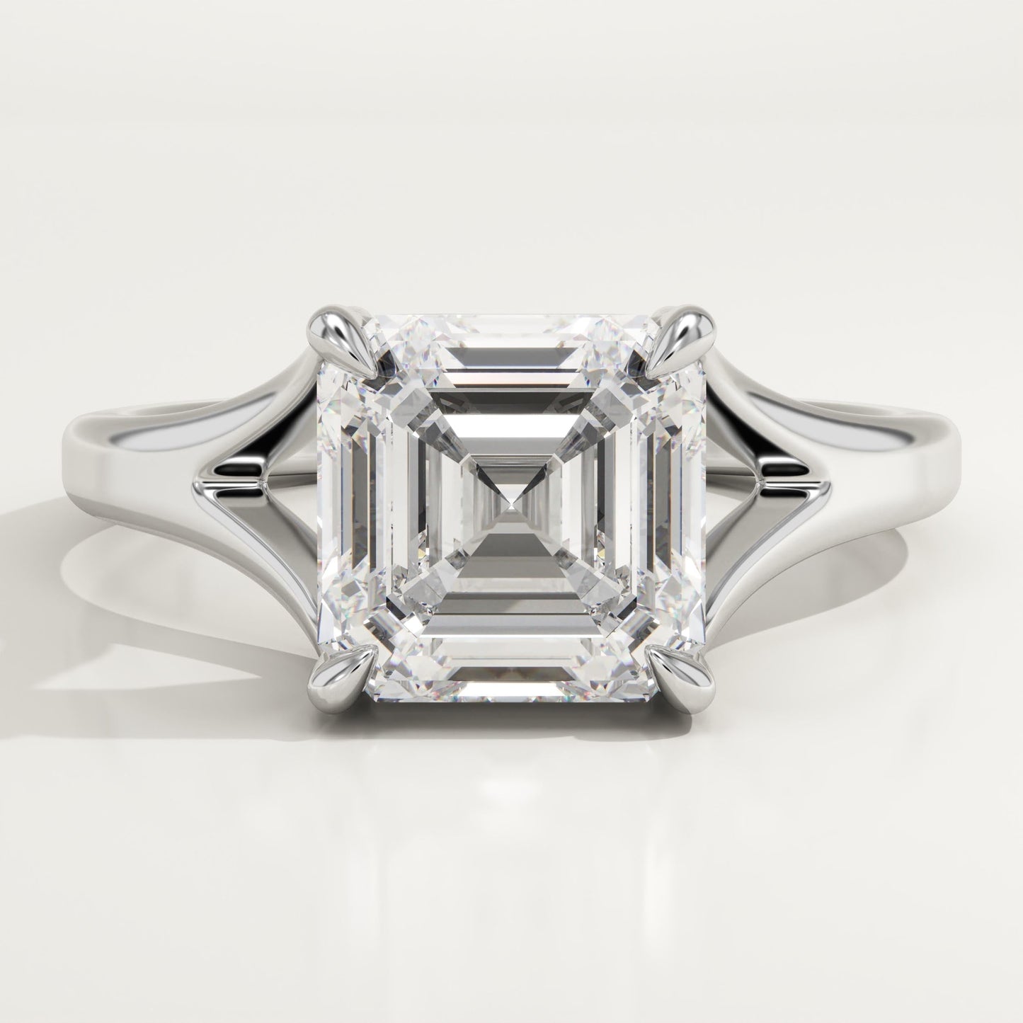 Asscher Cut Solitaire Split Shank Lab-Grown Diamond Engagement Ring