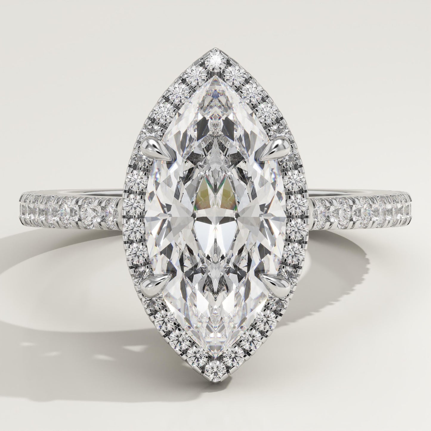 Marquise Cut Halo & Pave Cathedral Lab-Grown Diamond Engagement Ring