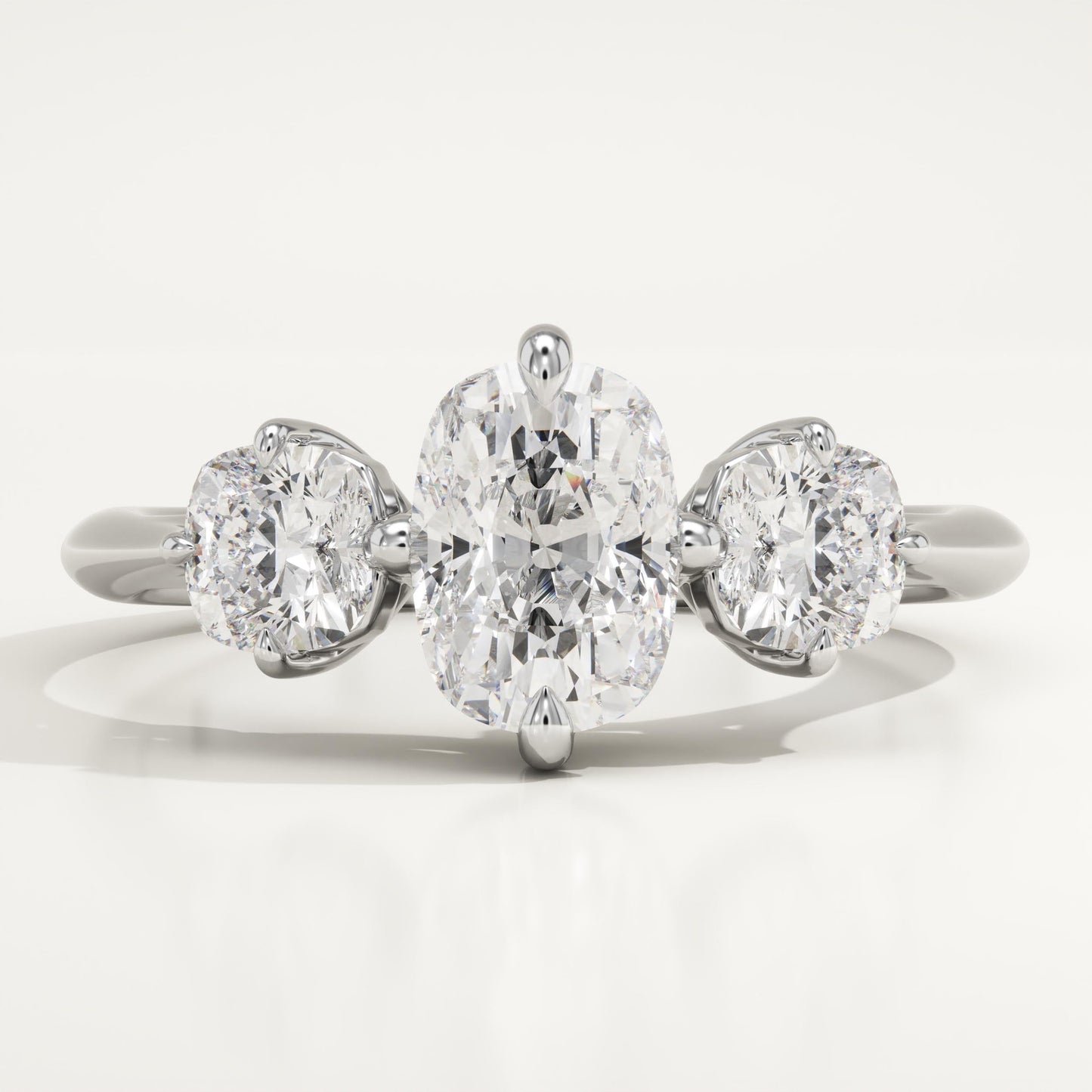 Elongated Cushion Cut Three Stone Lab-Grown Diamond Engagement Ring