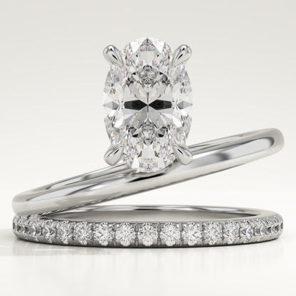 Oval Cut Double Band Pave Lab-Grown Diamond Engagement Ring