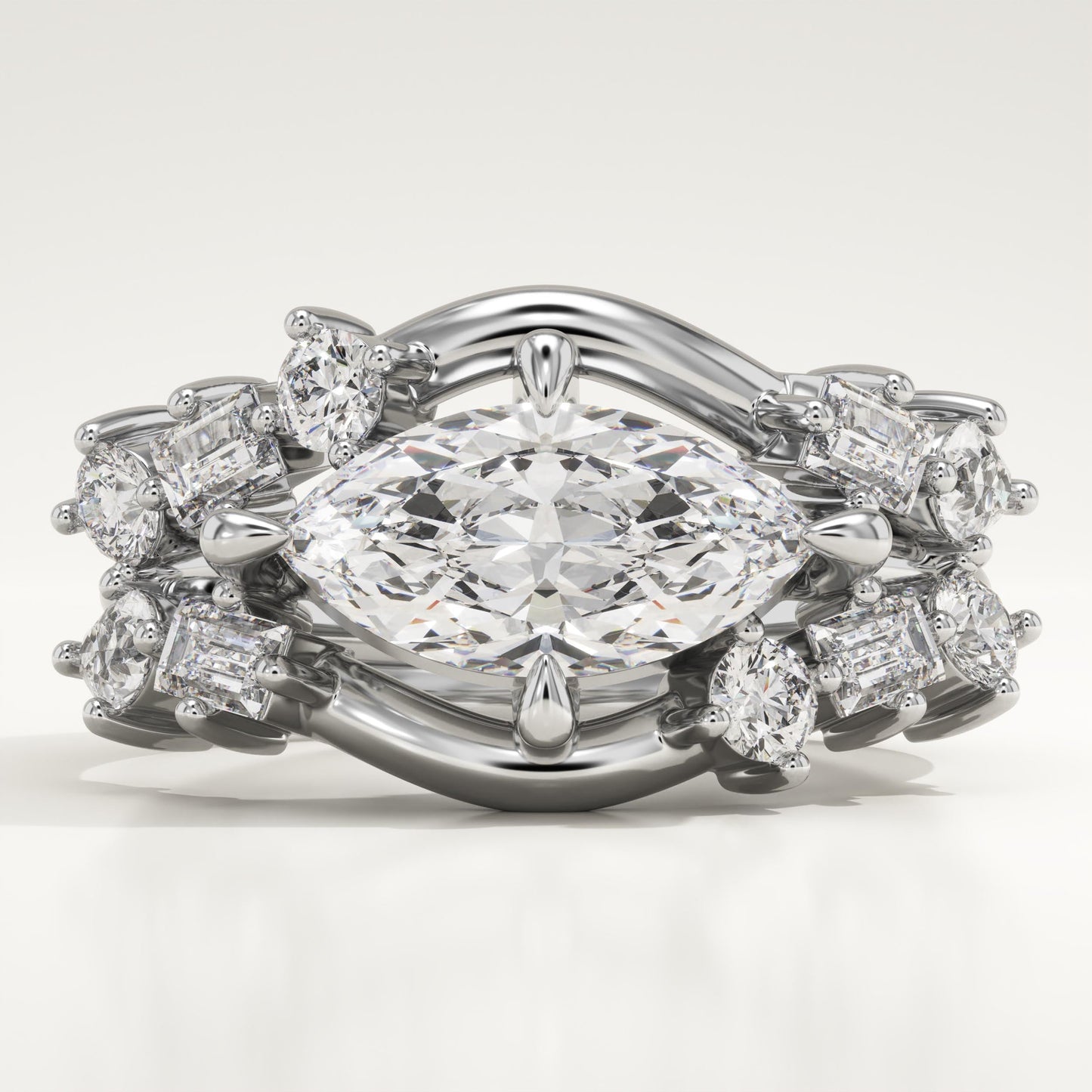 Marquise Cut Cluster Lab-Grown Diamond Bridal Set
