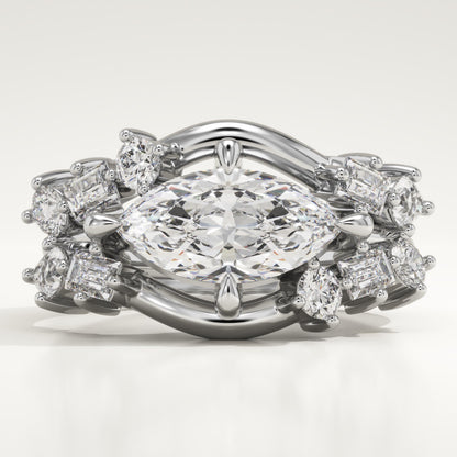 Marquise Cut Cluster Lab-Grown Diamond Bridal Set
