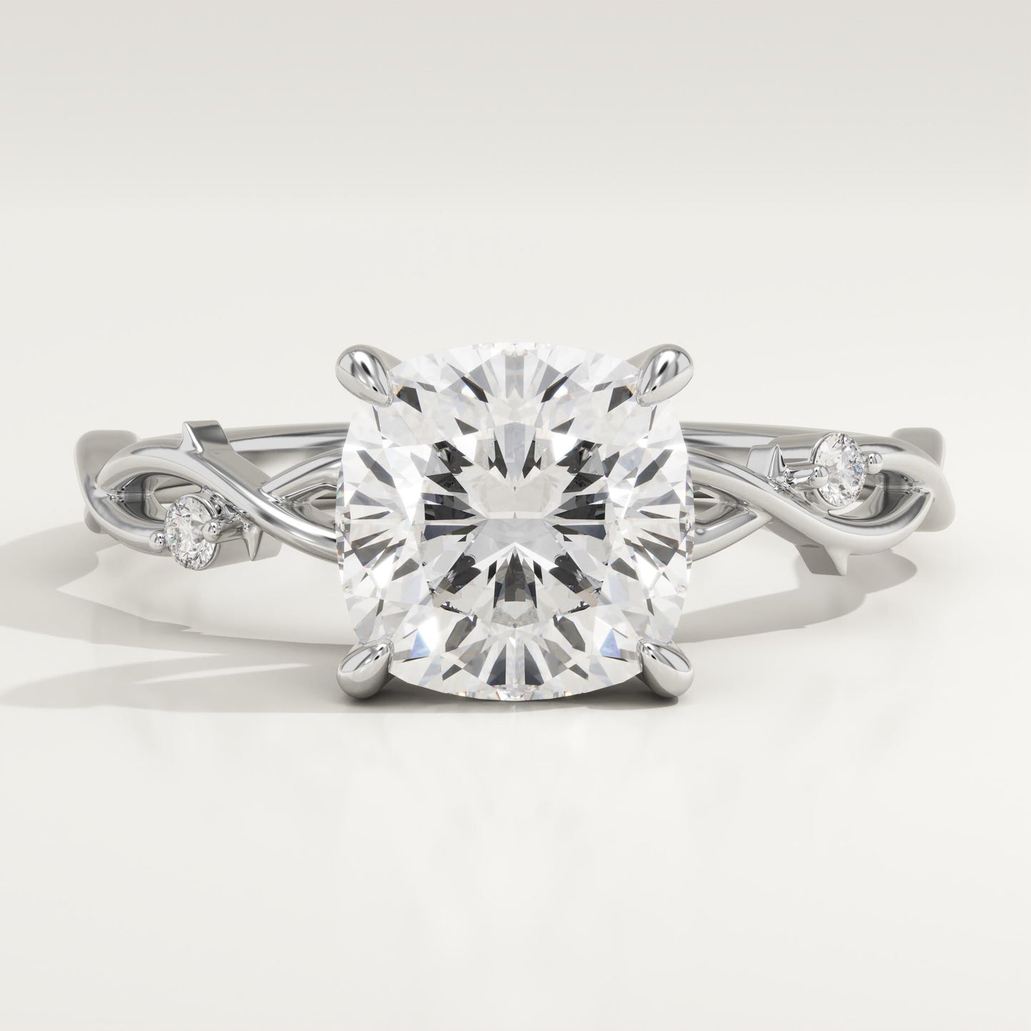 Cushion Cut Nature Inspired Lab-Grown Diamond Engagement Ring