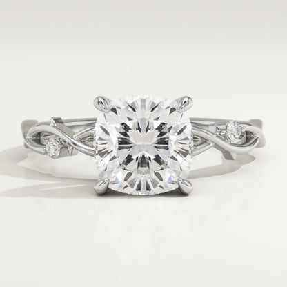 Cushion Cut Nature Inspired Lab-Grown Diamond Engagement Ring