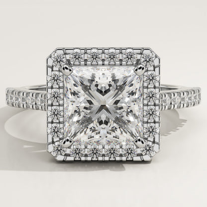 Princess Cut Halo & Pave Cathedral Lab-Grown Diamond Engagement Ring