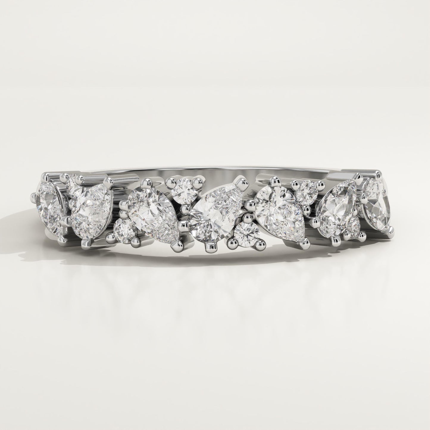 0.73 TCW Pear & Round Lab-Grown Diamond Half Eternity Wedding Band