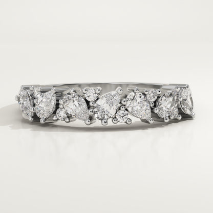 0.73 TCW Pear & Round Lab-Grown Diamond Half Eternity Wedding Band
