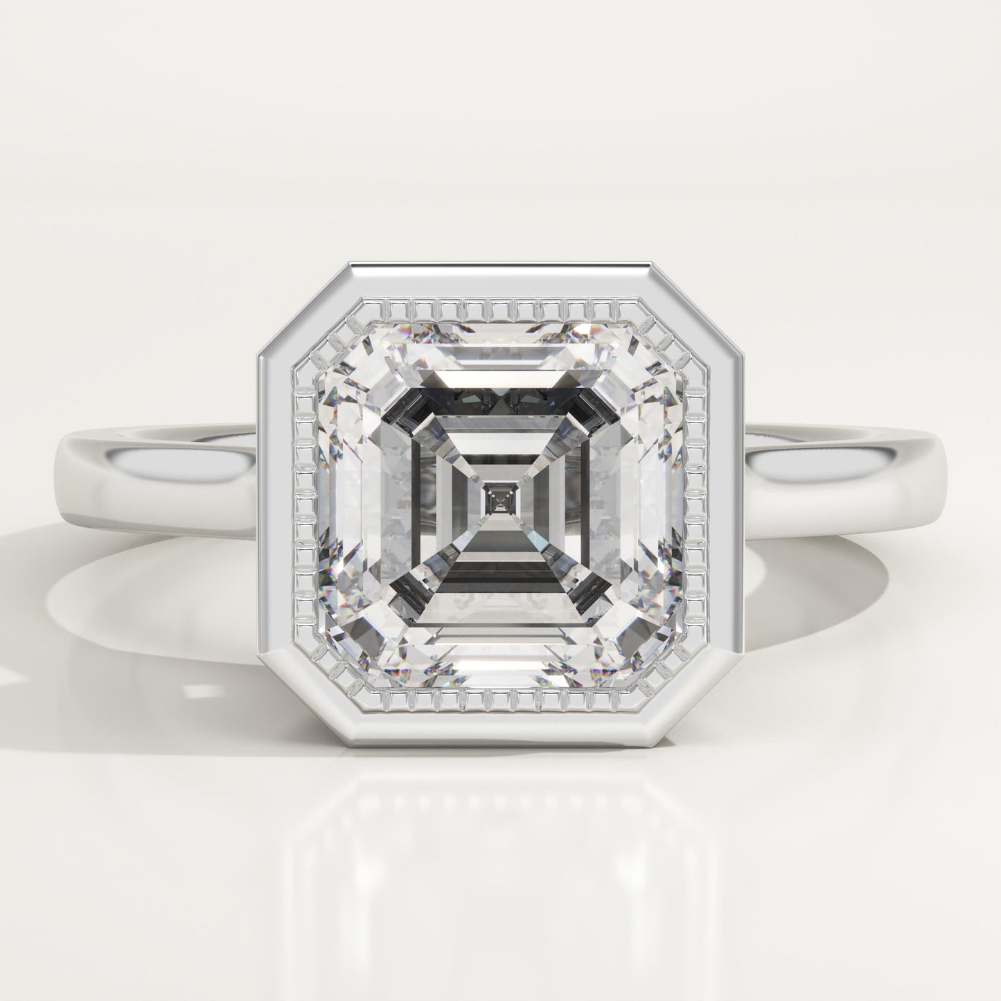 Asscher Cut Bezel Lab-Grown Diamond Engagement Ring