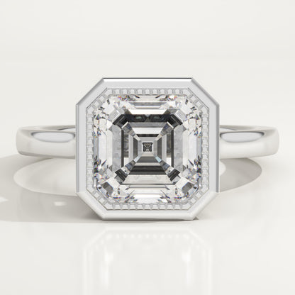 Asscher Cut Bezel Lab-Grown Diamond Engagement Ring