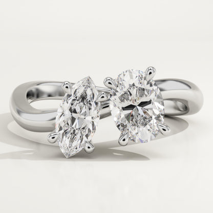 1.25 TCW Oval & Marquise Cut Toi Et Moi Lab-Grown Diamond Engagement Ring