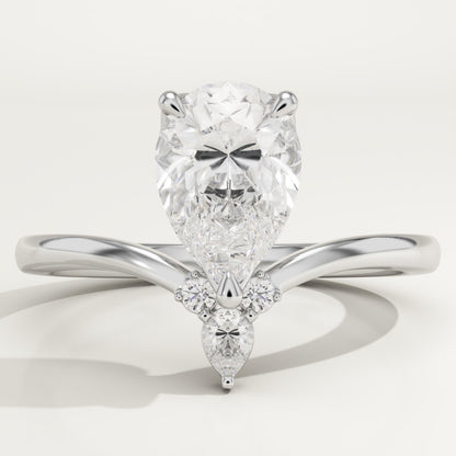 Pear Cut Curved Shank Lab-Grown Diamond Engagement Ring