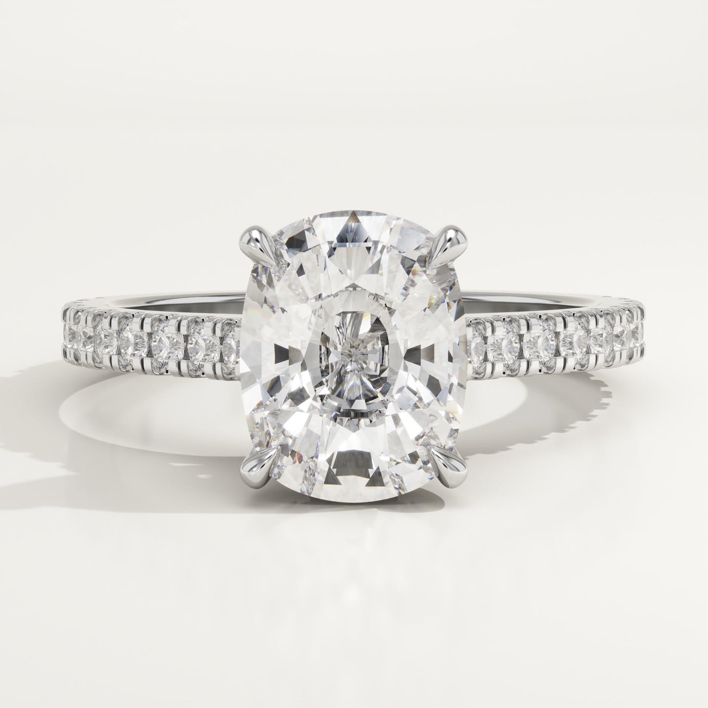 Elongated Cushion Cut Pave Cathedral Lab-Grown Diamond Engagement Ring
