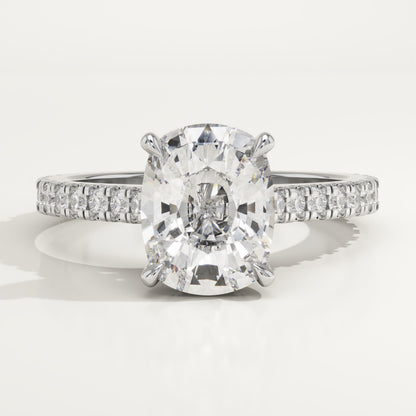 Elongated Cushion Cut Pave Cathedral Lab-Grown Diamond Engagement Ring