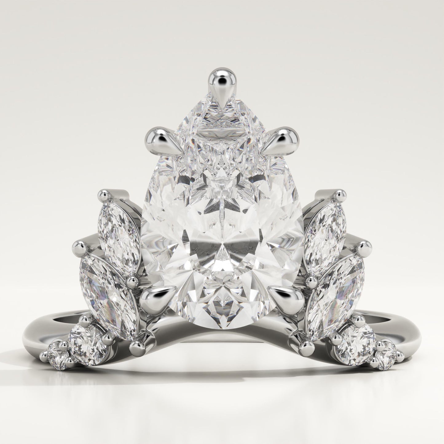 Pear Cut Cluster Lab-Grown Diamond Engagement Ring