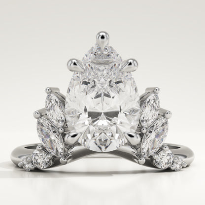 Pear Cut Cluster Lab-Grown Diamond Engagement Ring