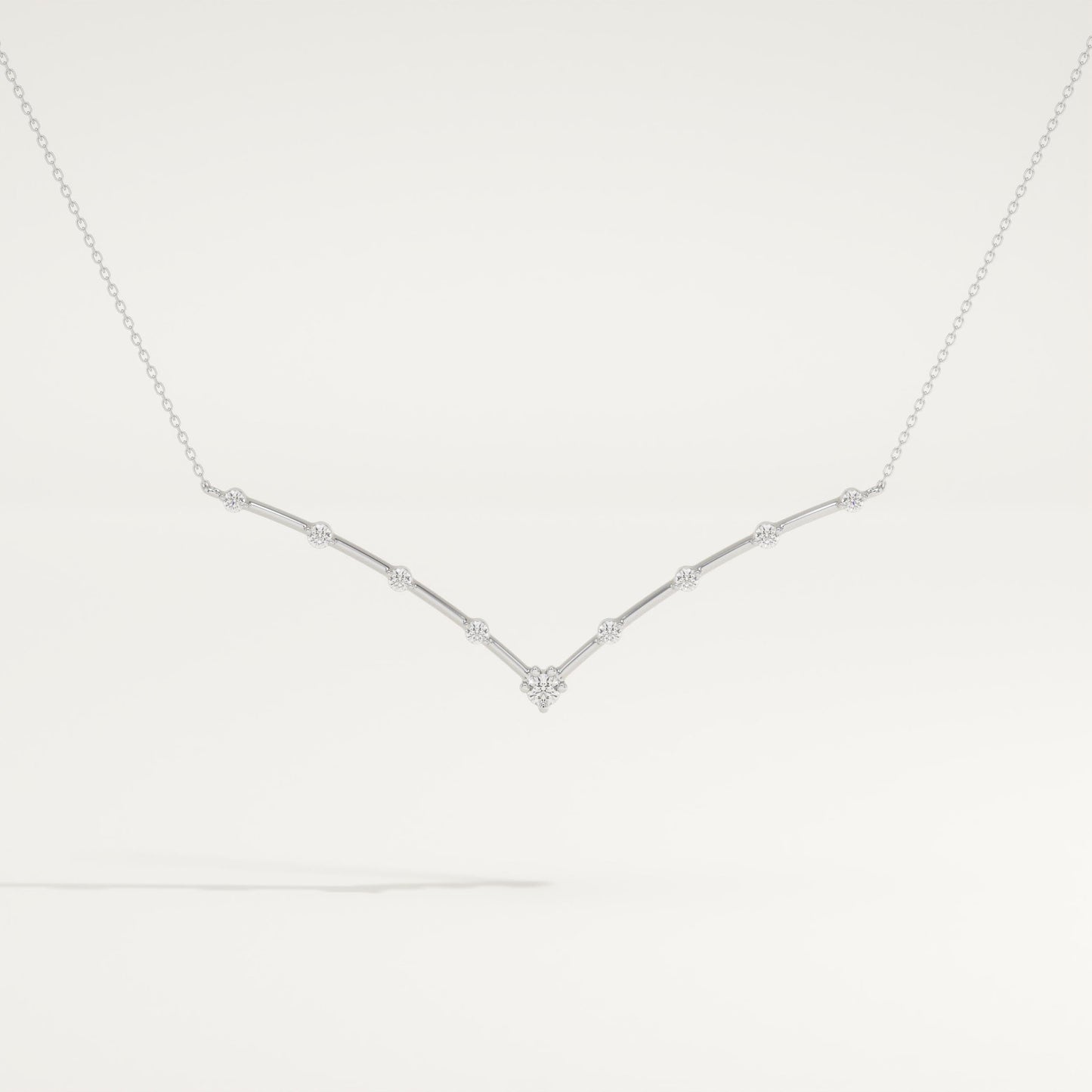 0.33 TCW Round Lab-Grown Diamond V Shaped Charm Necklace