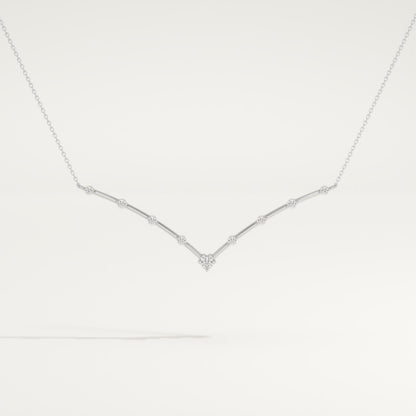 0.33 TCW Round Lab-Grown Diamond V Shaped Charm Necklace