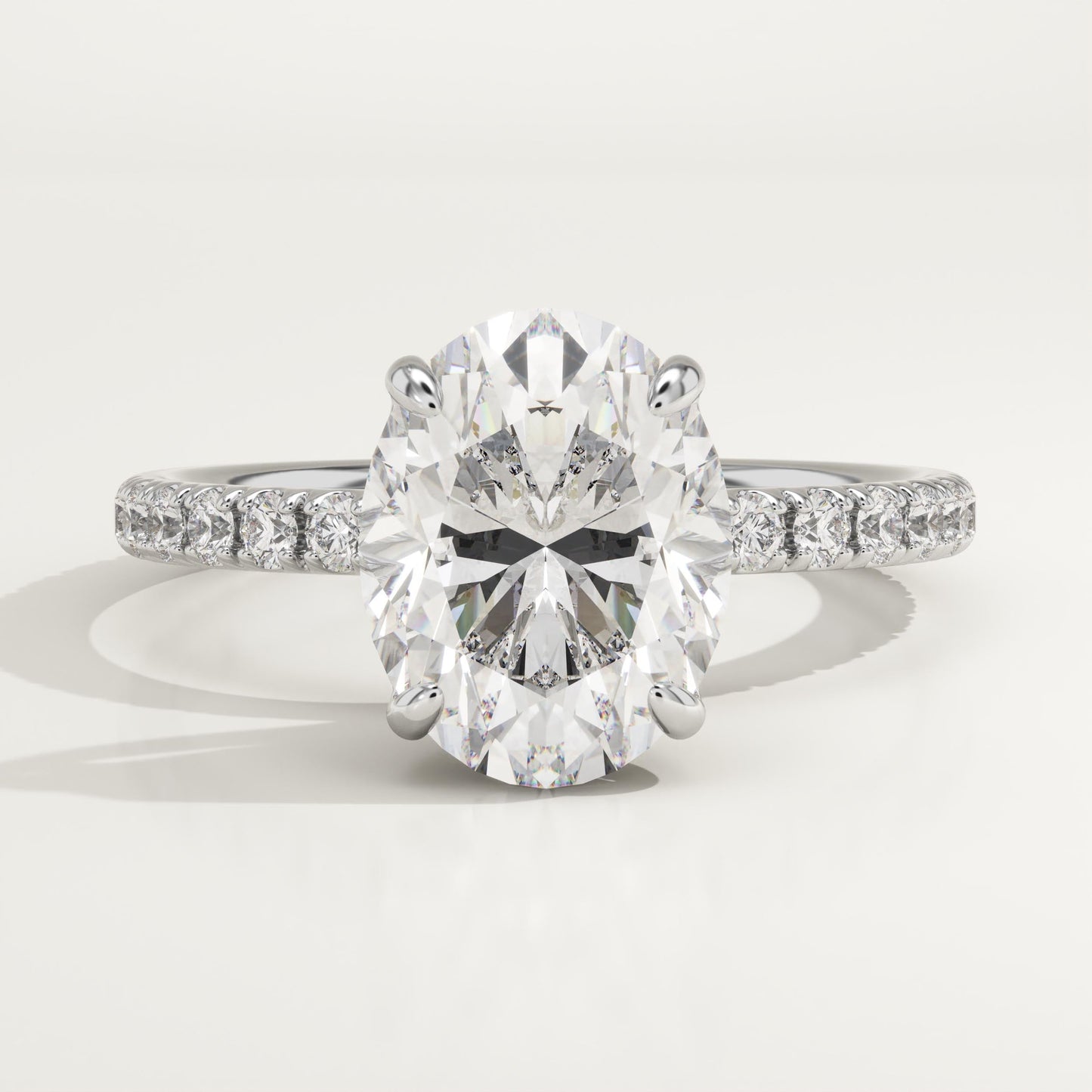 1.75 CT Oval Cut Pave Moissanite Engagement Ring