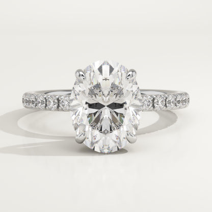 1.75 CT Oval Cut Pave Moissanite Engagement Ring