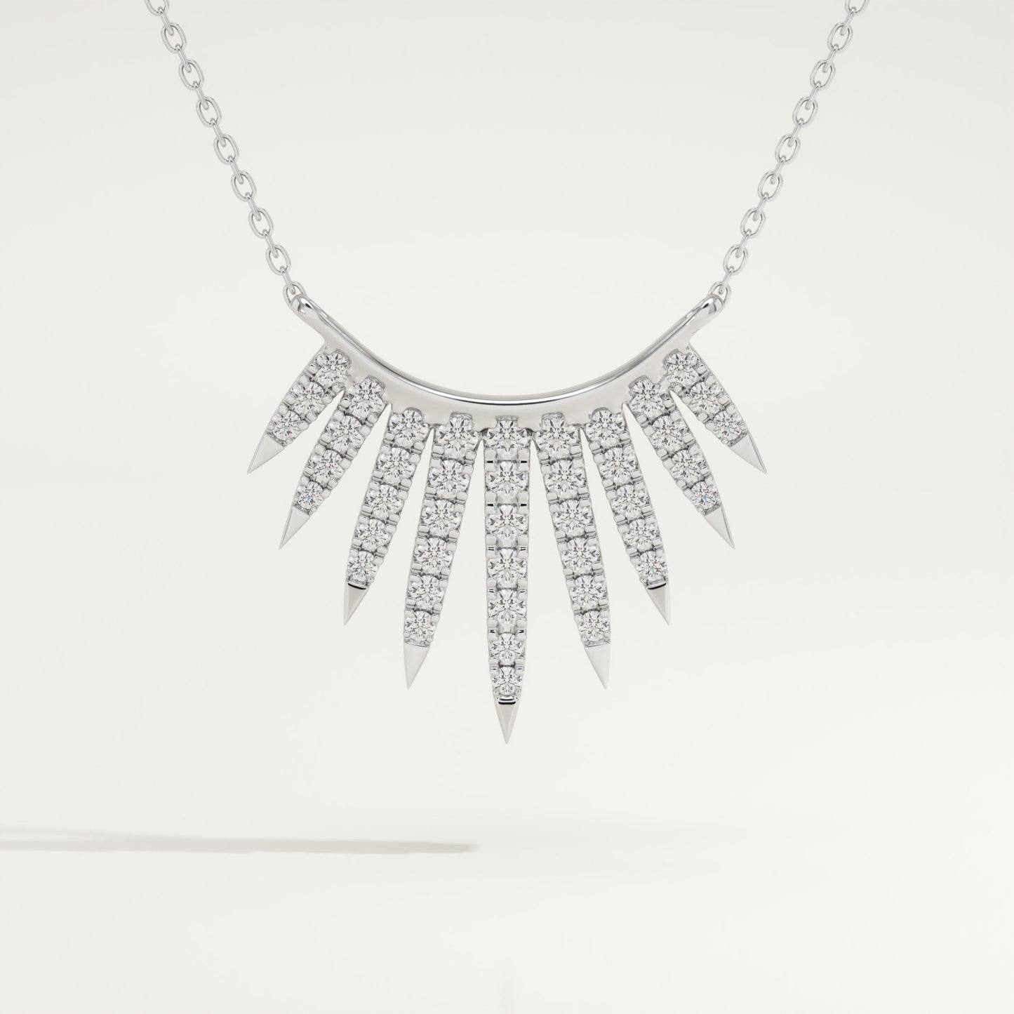 0.426 TCW Round Lab-Grown Diamond Sunbeams Charm Necklace
